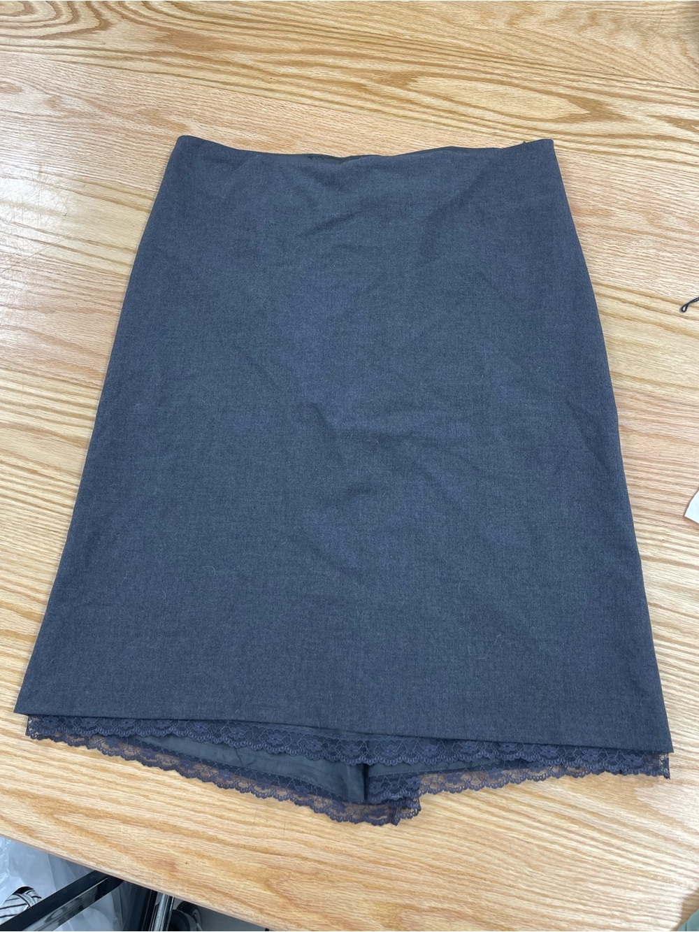 Classic Grey Lace-Hem Women's Skirt